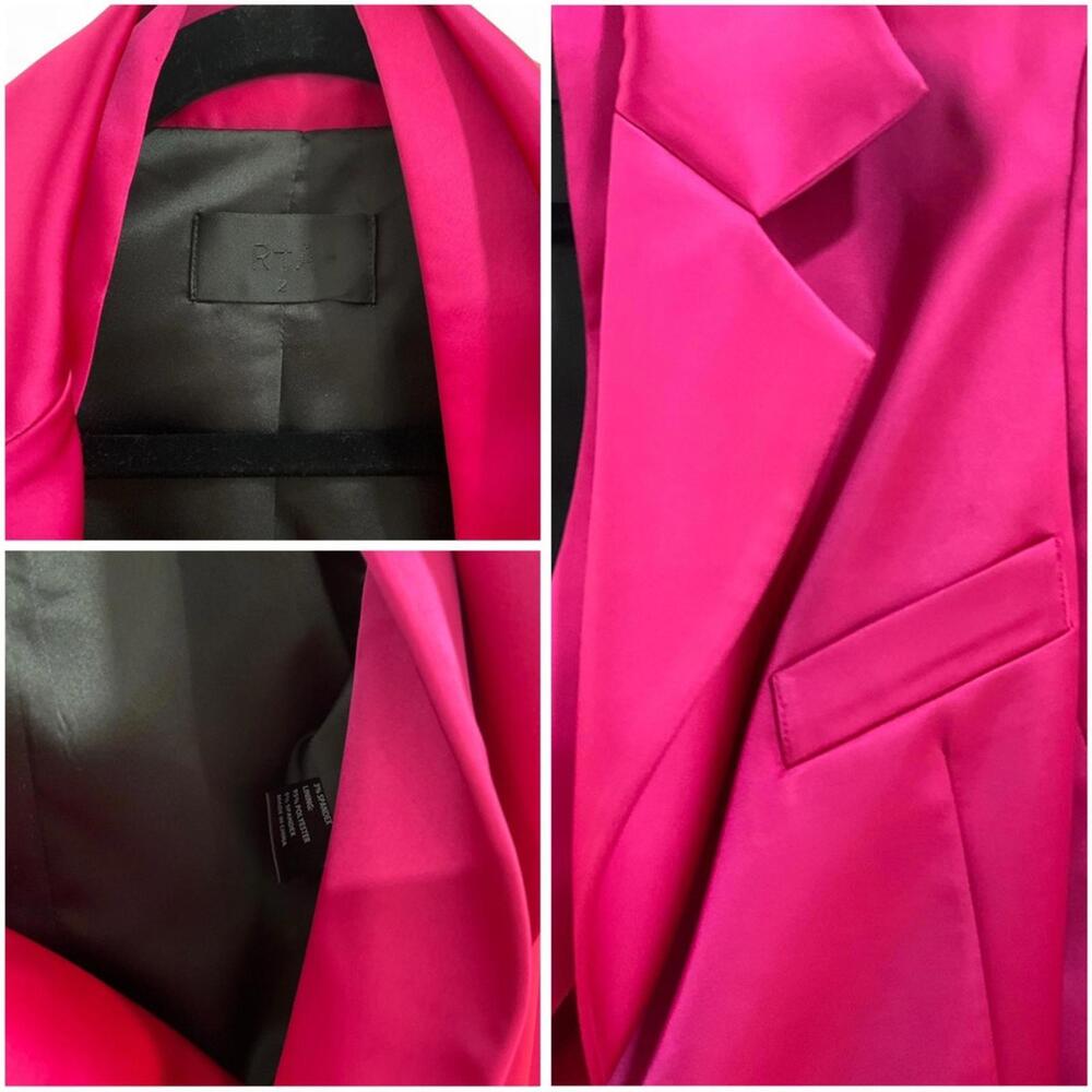 LIKE NEW💕RtA | SZ 2 | Relaxed Glam Fuchsia Oaklee Crop Blazer Top Jacket $595 - Picture 9 of 9